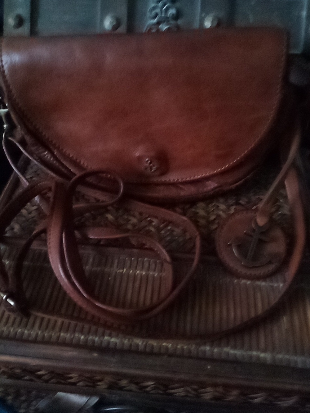 Harbor Cognac Moon Brown Leather Crossbody Bag - Classic Women's Shoulder Purse - Picture 5 of 5
